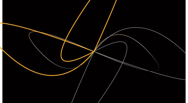 Abstract geometric motion animation background, with rotating golden, and silver lines