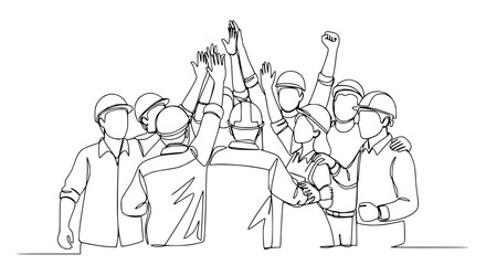 Obraz premium Construction Team High Five Unity