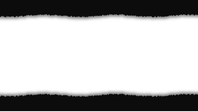 Black Torn Paper Edges Border on White Background