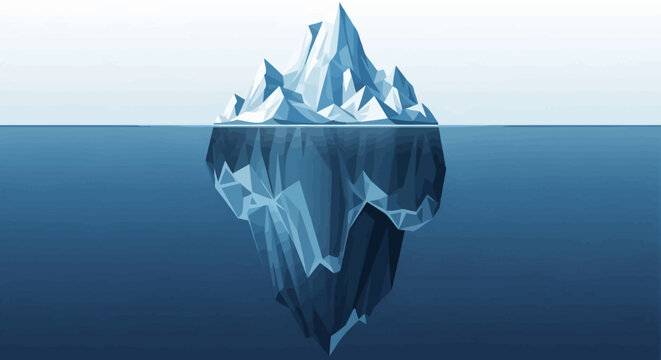 Iceberg floating in the ocean water.