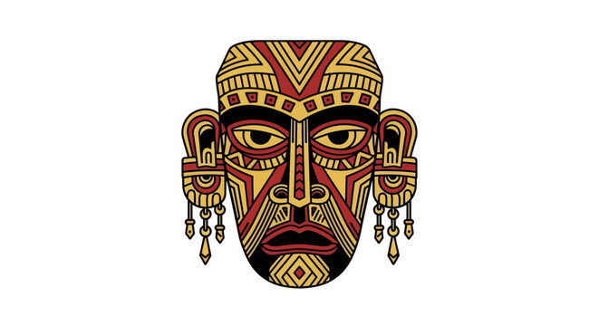 Decorative tribal mask with patterns.