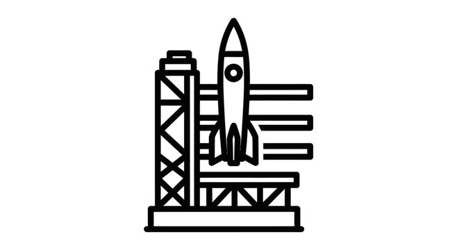 Rocket on launch pad structure.