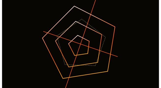 Abstract geometric pentagonal motion animation background, with pulsing neon lines