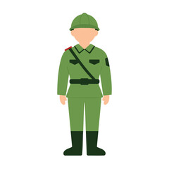 Obraz premium Illustration of a soldier wearing a vintage green uniform and helmet