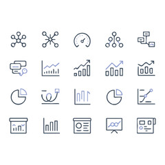 Fototapeta premium Data analysis and business infographic icons in outline style Keywords: data, analysis, business.