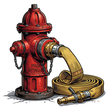 vector image of a Hydrant and Fire Hose | Vektorgrafik eines Hydranten und eines Feuerwehrschlauchs