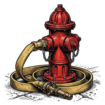 vector image of a Hydrant and Fire Hose | Vektorgrafik eines Hydranten und eines Feuerwehrschlauchs