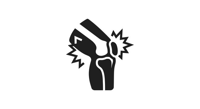 Broken elbow joint silhouette a black and white anatomical illustration