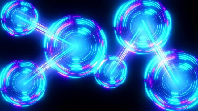 Vibrant glowing circles and connections with dynamic light patterns