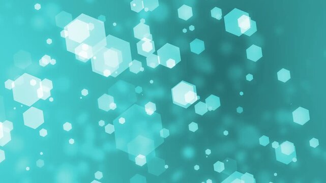 Soft bokeh background with floating hexagonal light shapes dreamy abstract animation