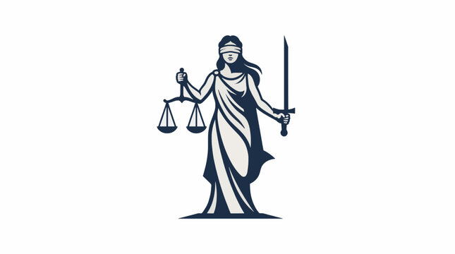 Professional Lady Justice Vector Illustration Scales Sword Blindfolded Symbol Legal Law Commercial Use
