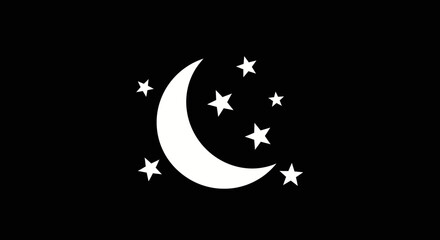 Crescent Moon and Stars in Space. © rohmat