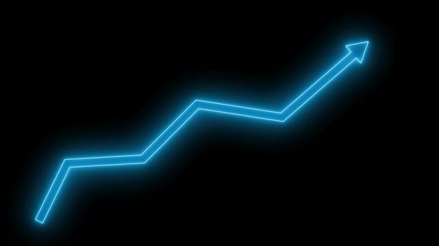 Glowing zigzag arrow showing upward trend animation