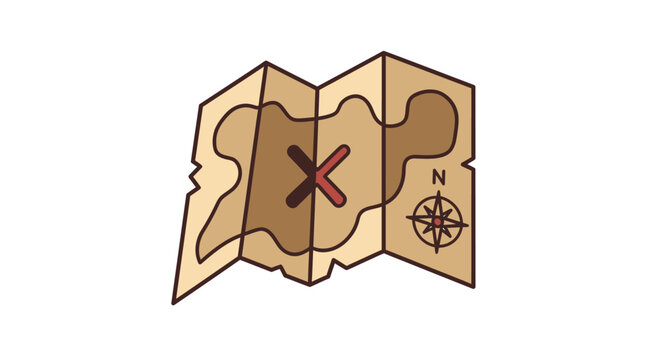 Vintage treasure map with compass.