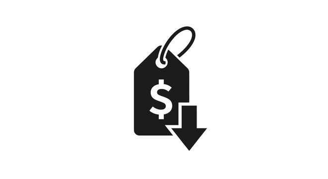 Price Tag With Downward Arrow Silhouette discount