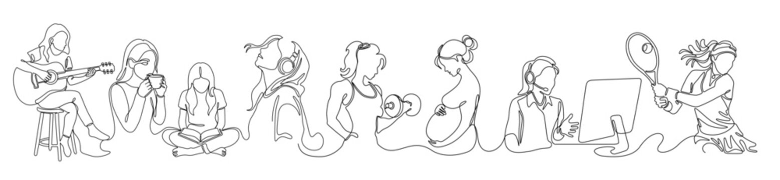 One Line Illustration &ndash; Girls  Lifestyle	