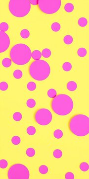 Pink Circles on Bright Yellow Abstract Background