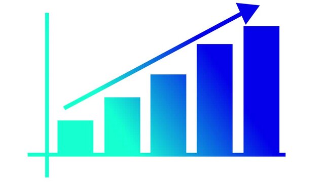 Ascending bar chart with five bars and upward arrow animation