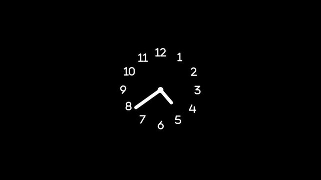 Simple minimal white analog clock face showing hour and minute hands pointing animation