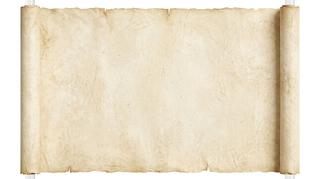 Unrolled blank antique parchment scroll