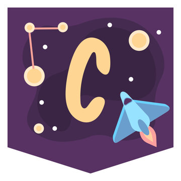 Colorful space letter c flat