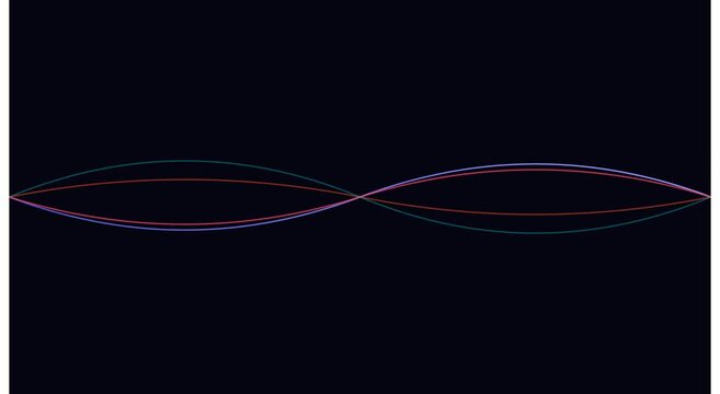 Abstract sine wave animation: pulsing neon frequency lines on dark animation background