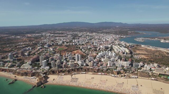 Aerial View City of Portim&atilde;o and Praia da Rocha in Algarve, Portugal