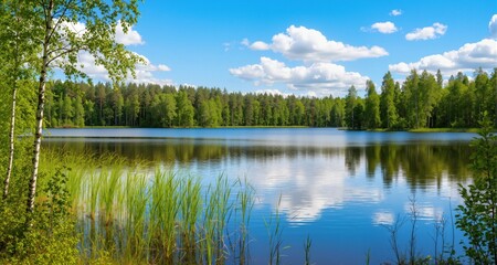 Fototapeta premium Finland lake scape at summer 