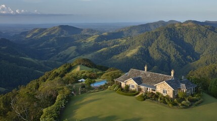 Luxury Mansion Estate with Pool Amidst Mountainous Landscape