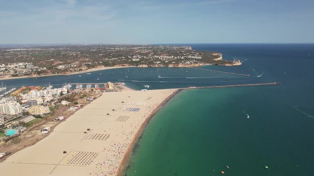 Aerial View City of Portim&atilde;o and Praia da Rocha in Algarve, Portugal