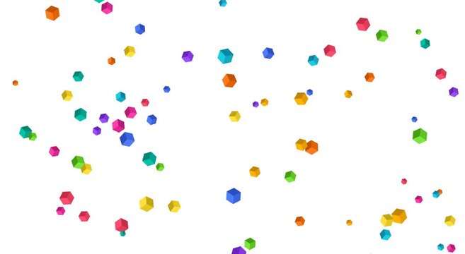 Colorful 3 d floating cubes background, abstract motion animation