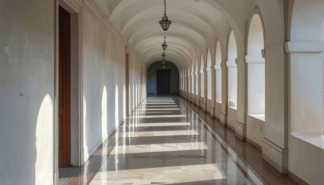 Classic Arched Corridor Perspective
