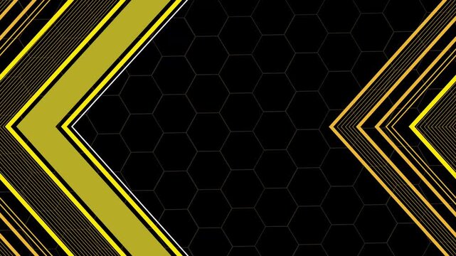 Abstract geometric background with black honeycomb center and diagonal chevron stripes animation