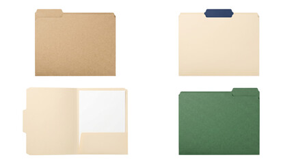 Four blank manila file folders