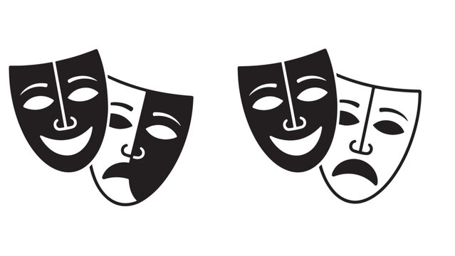 Comedy and tragedy masks icons