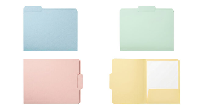 Four pastel colored file folders