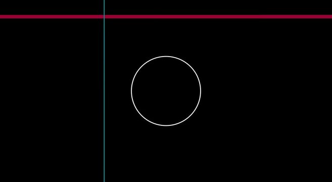 Minimalist abstract motion with pulsing animation white circle and geometric lines