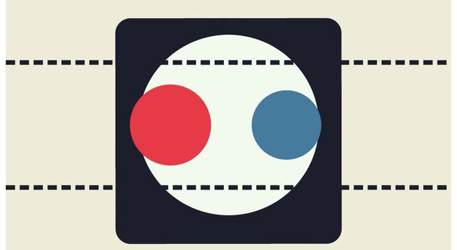 Minimalist abstract motion with rotating geometric shapes and circles animation