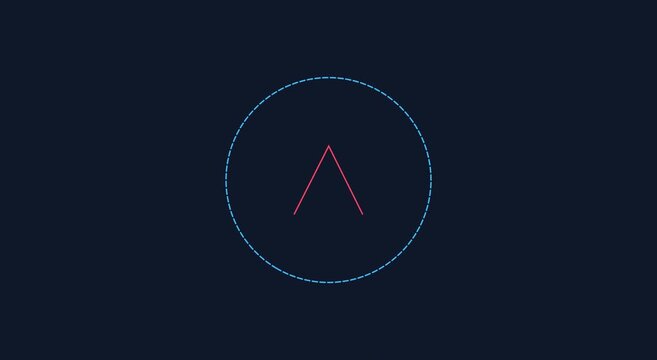 Minimalist animated loading spinner with rotating arrow on dark animation background