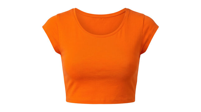 Bright orange women's short sleeve crop top