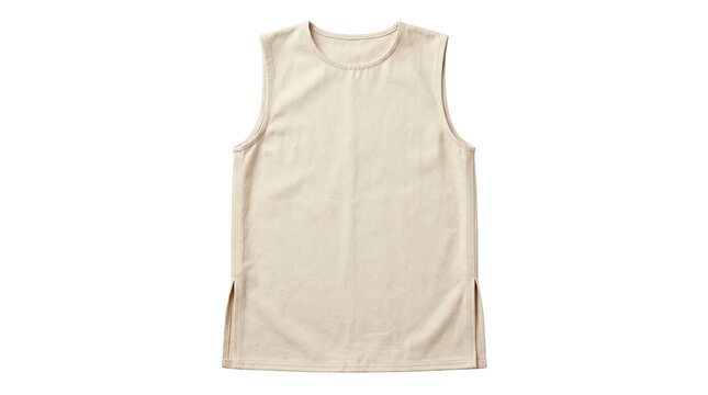 Plain beige linen sleeveless tank top