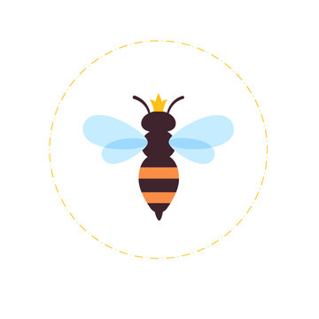 Cute cartoon queen bee with crown symbol