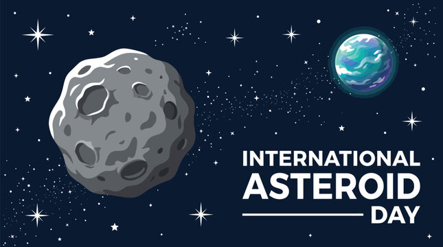 A large gray cratered asteroid drifts through the dark void of deep space featuring a detailed rocky surface texture with deep circular impact craters and a smooth rounded spherical shape.