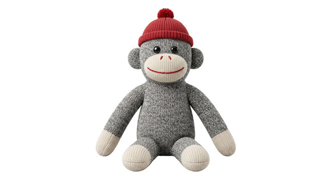 Cute handmade knit sock monkey stuffed toy