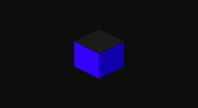 Minimalist isometric 3 d cube animation with pulsing neon blue glow animation