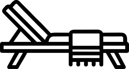 Minimalist lounge chair with towel icon, simple vector illustration for relaxation and vacation themes. © kumara