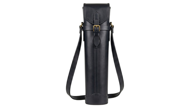 Black leather cylinder case strap