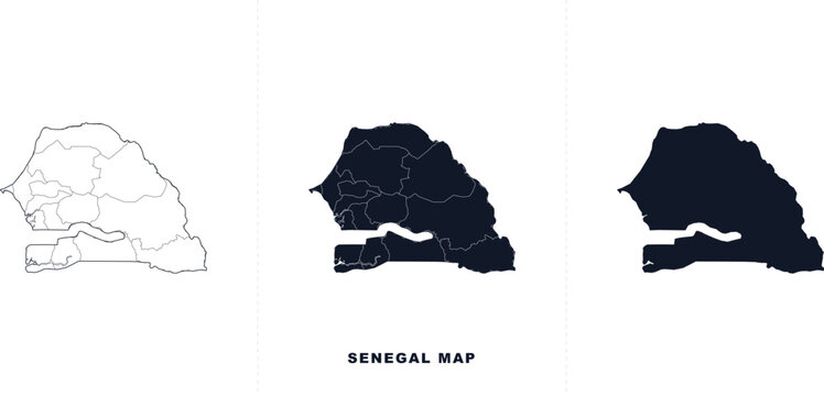Senegal map with regions, vector illustration