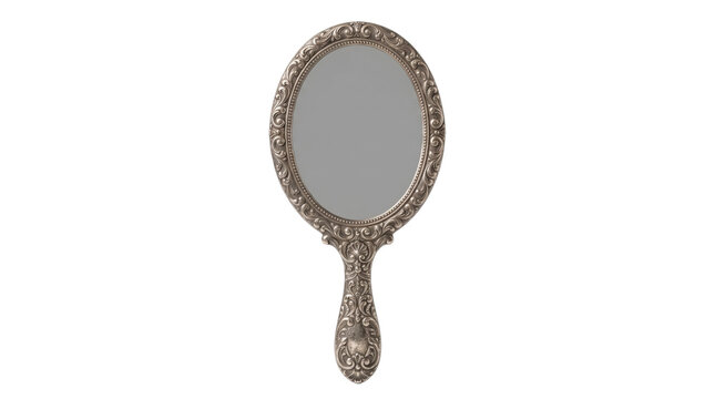 Ornate vintage handheld vanity mirror
