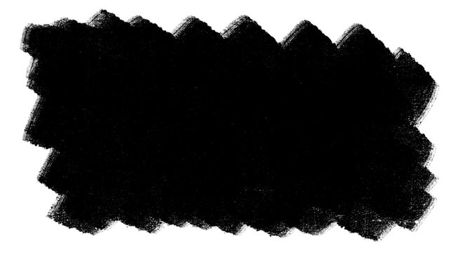Hand drawn black brush stroke texture isolated with rough painted rectangle shape